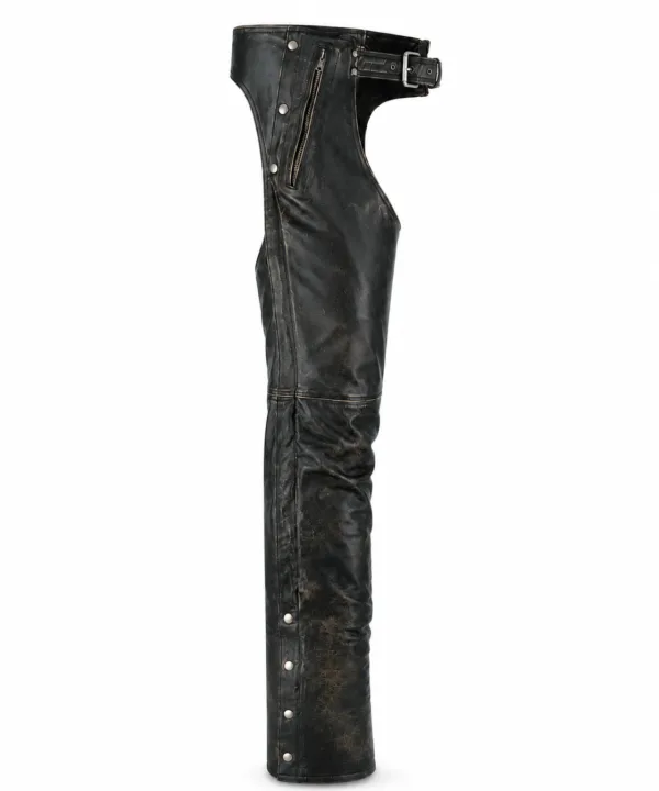 Alternative view of Dream Apparel Mens Distressed Brown Leather Motorcycle Chaps