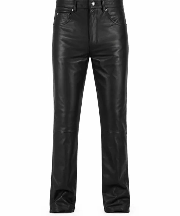 Slim Fit Cowhide Biker Leather Pants