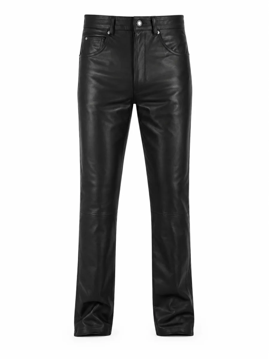 Slim Fit Cowhide Biker Leather Pants