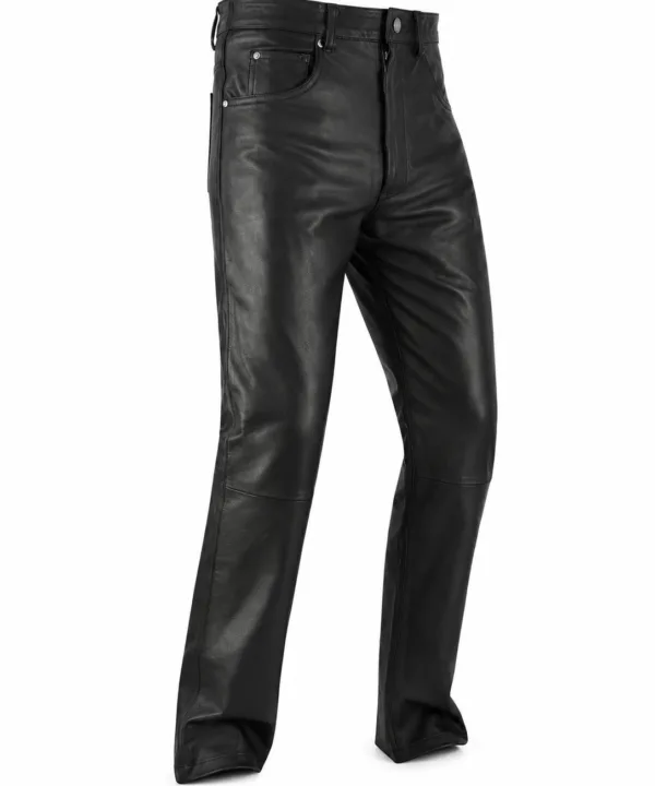 Alternative view of Slim Fit Cowhide Biker Leather Pants