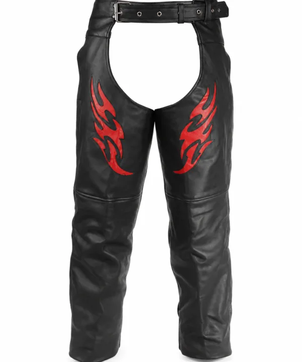 Flame Embroided Motorcycle Chaps