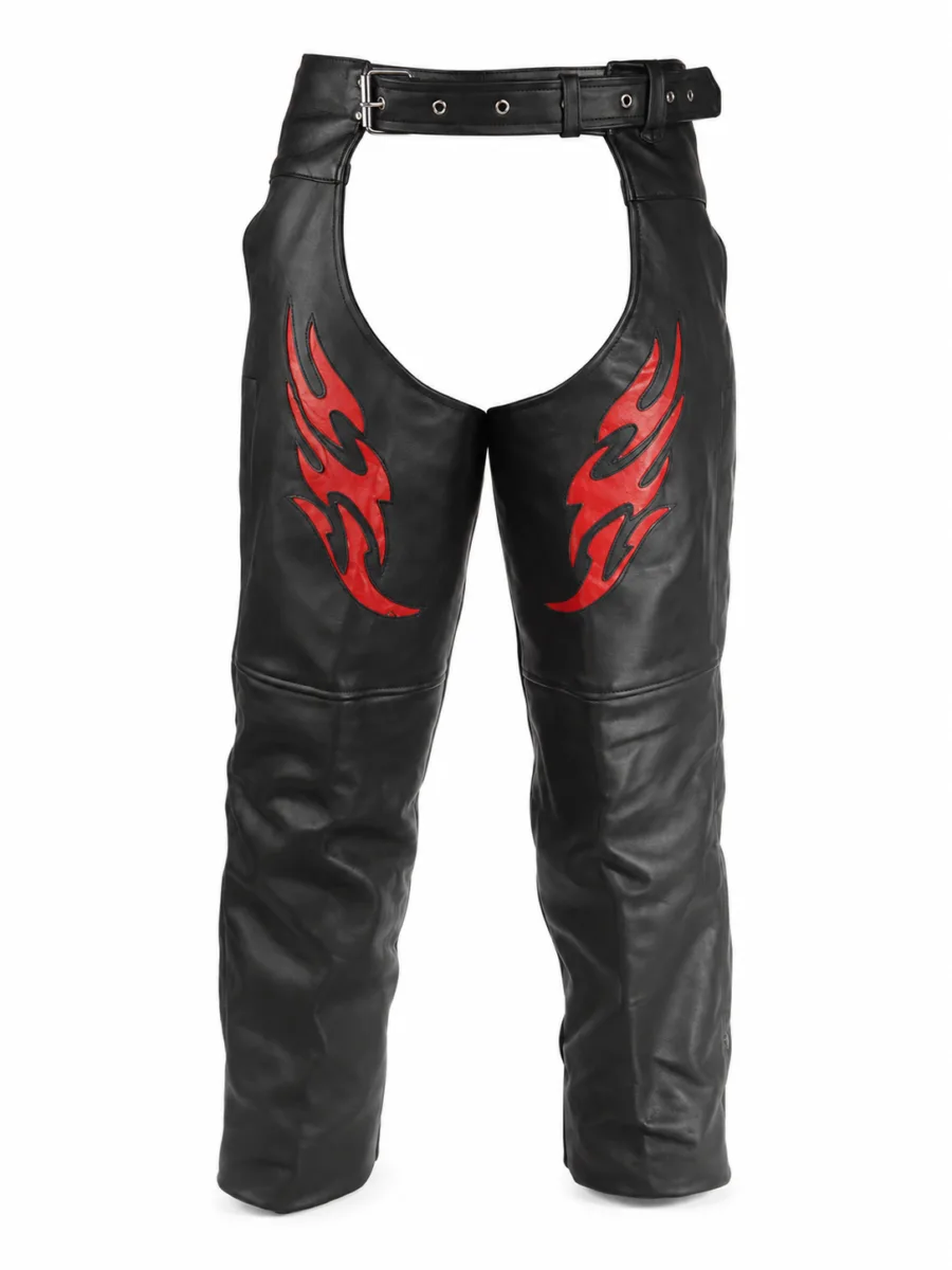 Flame Embroided Motorcycle Chaps