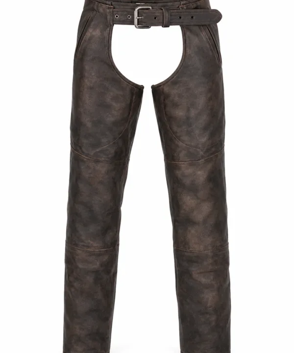 Heavy Duty Brown Leather Motorcycle Chaps