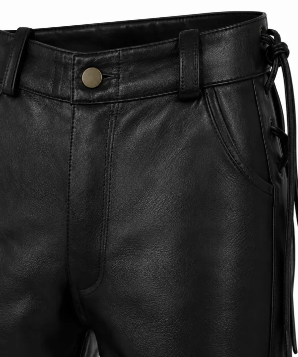 Dream Apparel Men's Leather Pants With Side Laces - Image 3