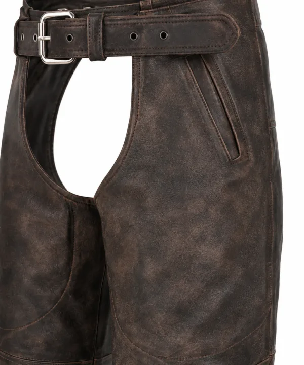 Alternative view of Heavy Duty Brown Leather Motorcycle Chaps