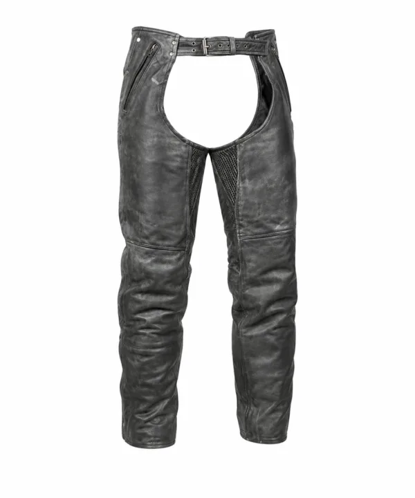 Naked Gray Cowhide Leather Chaps