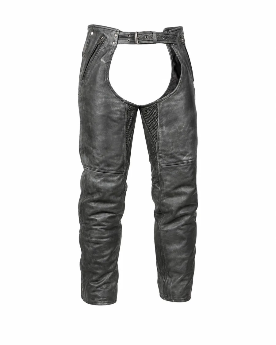 Naked Gray Cowhide Leather Chaps