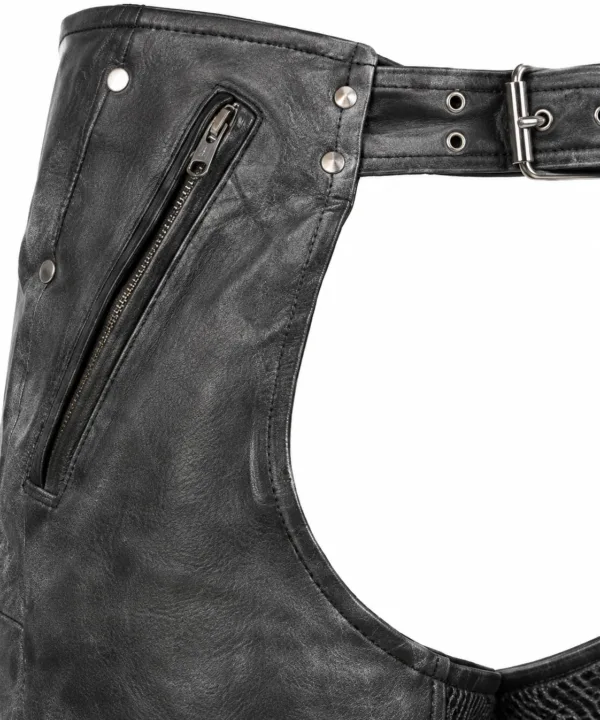 Naked Gray Cowhide Leather Chaps - Image 3