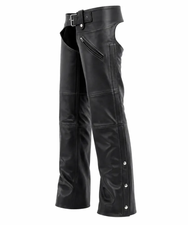 Women Black Leather Chaps