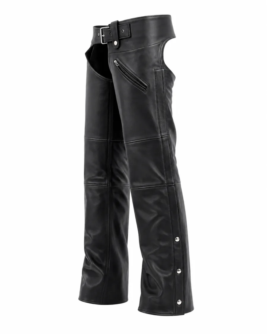 Women Black Leather Chaps