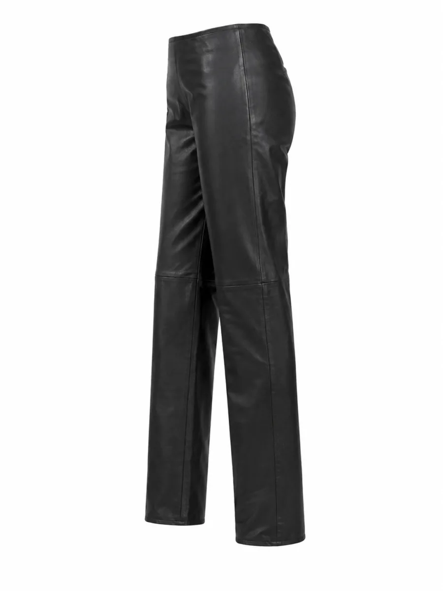 Women Hip-Hugger Straight Leg Leather Pants