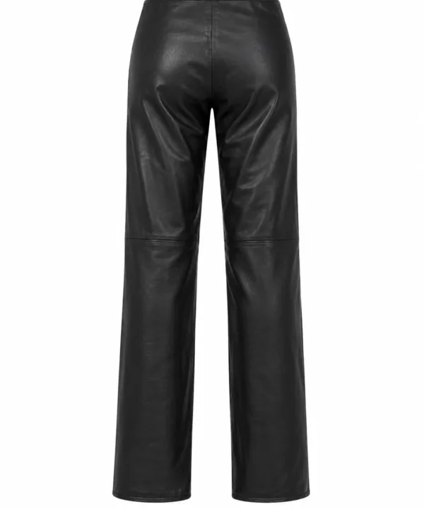 Women Hip-Hugger Straight Leg Leather Pants - Image 3