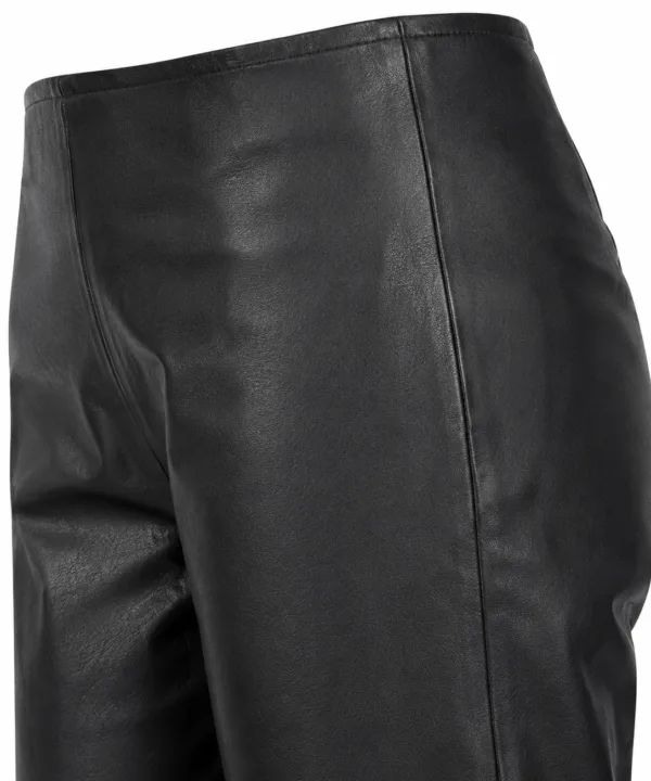 Women Hip-Hugger Straight Leg Leather Pants - Image 4