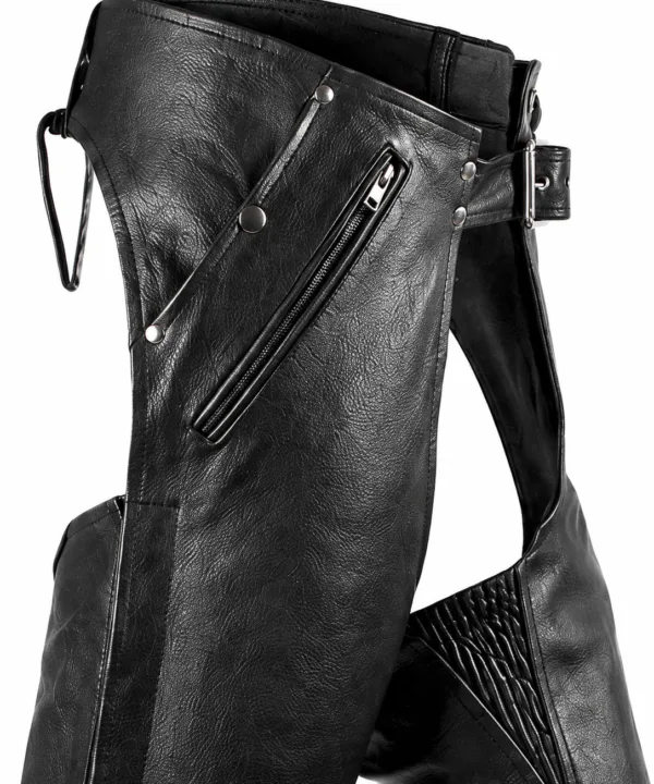 Alternative view of Black Multi-Pocket Buffalo Leather Chaps
