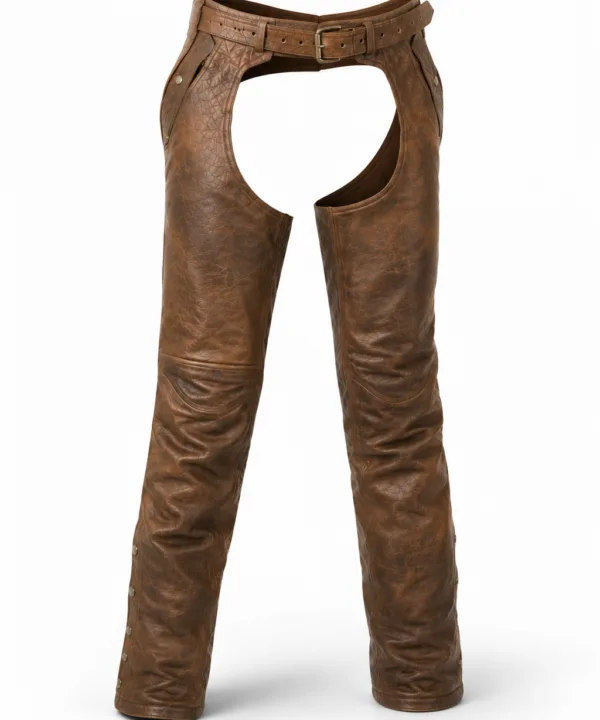 Brown Leather Chaps With Removable Liner