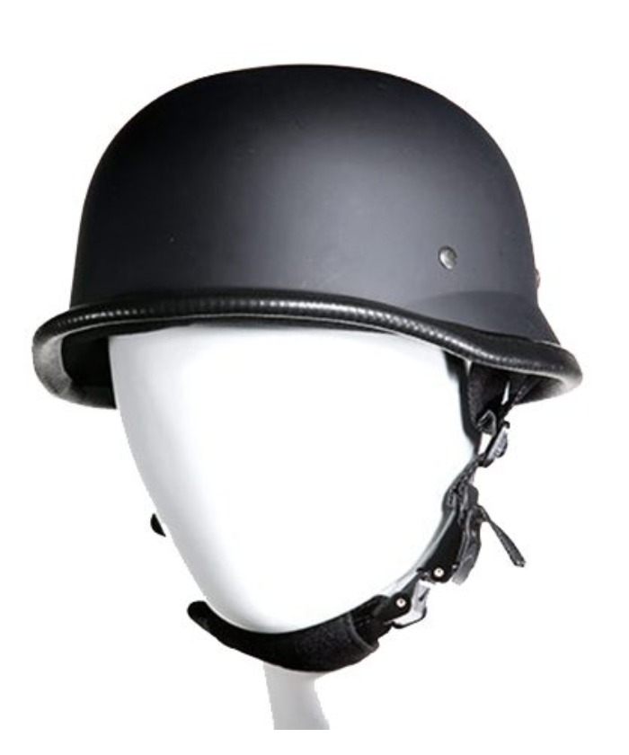 Flat Black German With Adjustable Chin Strap — Novelty Helmets, Hasbro Leather