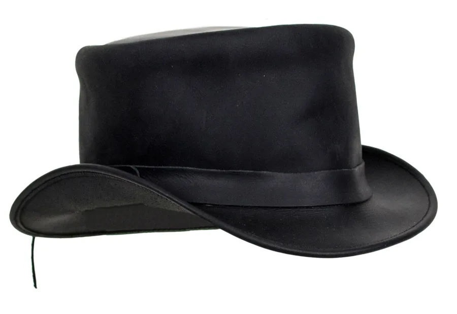 Black Leather Deadman’s Top Hat — Hats, Hasbro Leather