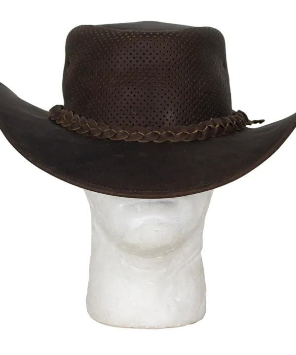 Genuine Brown Leather Gambler Hat — alternate view 3, Hasbro Leather