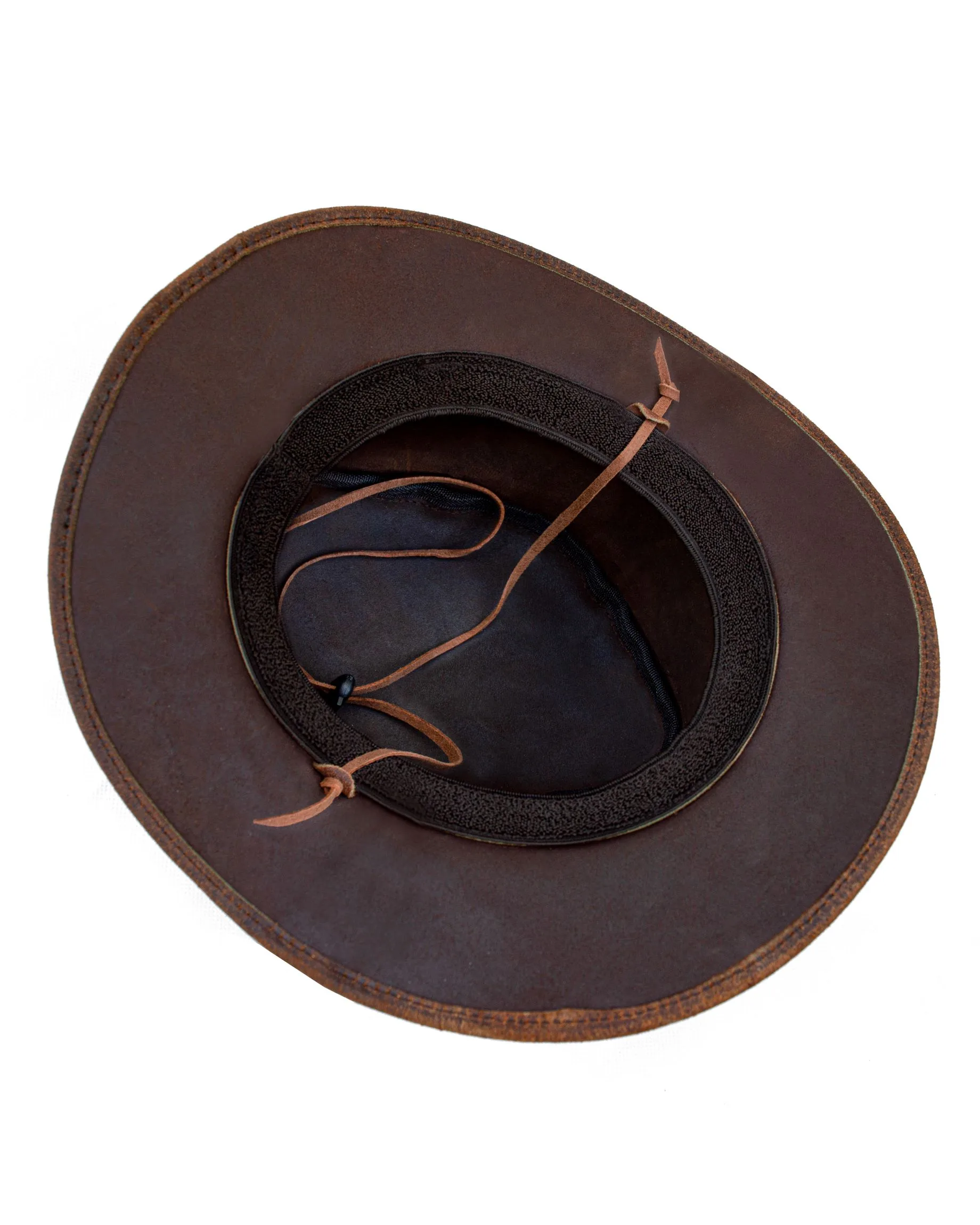 Dream Apparel Men’s Brown Top-Grain Premium Leather Western Cowboy Studded Hat — alternate view 4, Hasbro Leather