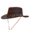 Dream Apparel Men’s Brown Top-Grain Premium Leather Western Cowboy Studded Hat — Hats, Hasbro Leather