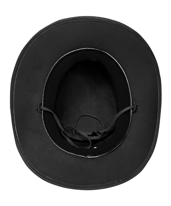 Dream Apparel Men’s Black Leather Cowboy Hat – Crackle-Finish Western Studded — alternate view 2, Hasbro Leather