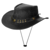 Dream Apparel Men’s Black Leather Cowboy Hat – Crackle-Finish Western Studded — Hats, Hasbro Leather