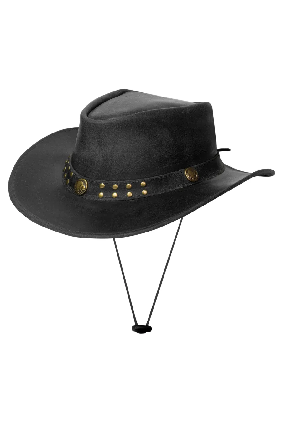 Dream Apparel Men’s Black Leather Cowboy Hat – Crackle-Finish Western Studded — Hats, Hasbro Leather