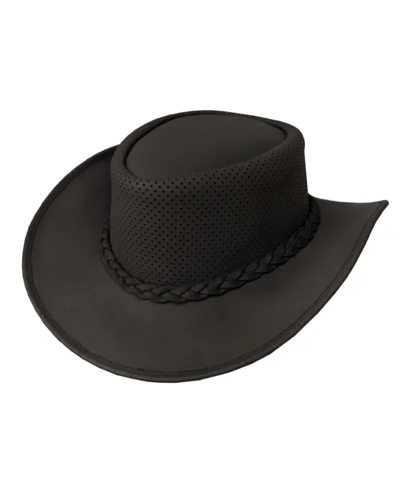 Dream Apparel Leather Cowboy Western Chocolate Brown Hat – Steampunk Wide Brim — alternate view 2, Hasbro Leather
