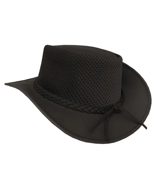 Dream Apparel Leather Cowboy Western Chocolate Brown Hat – Steampunk Wide Brim — alternate view 4, Hasbro Leather