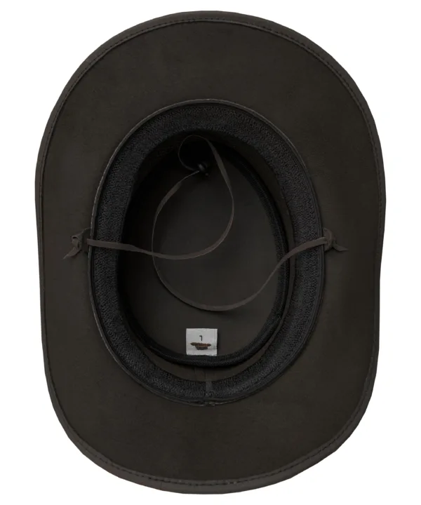 Dream Apparel Leather Cowboy Western Chocolate Brown Hat – Steampunk Wide Brim — alternate view 3, Hasbro Leather