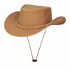 Dream Apparel Premium Leather Cowboy Hat – Western Steampunk Wide Brim with Braid (Camel) — Hats, Hasbro Leather