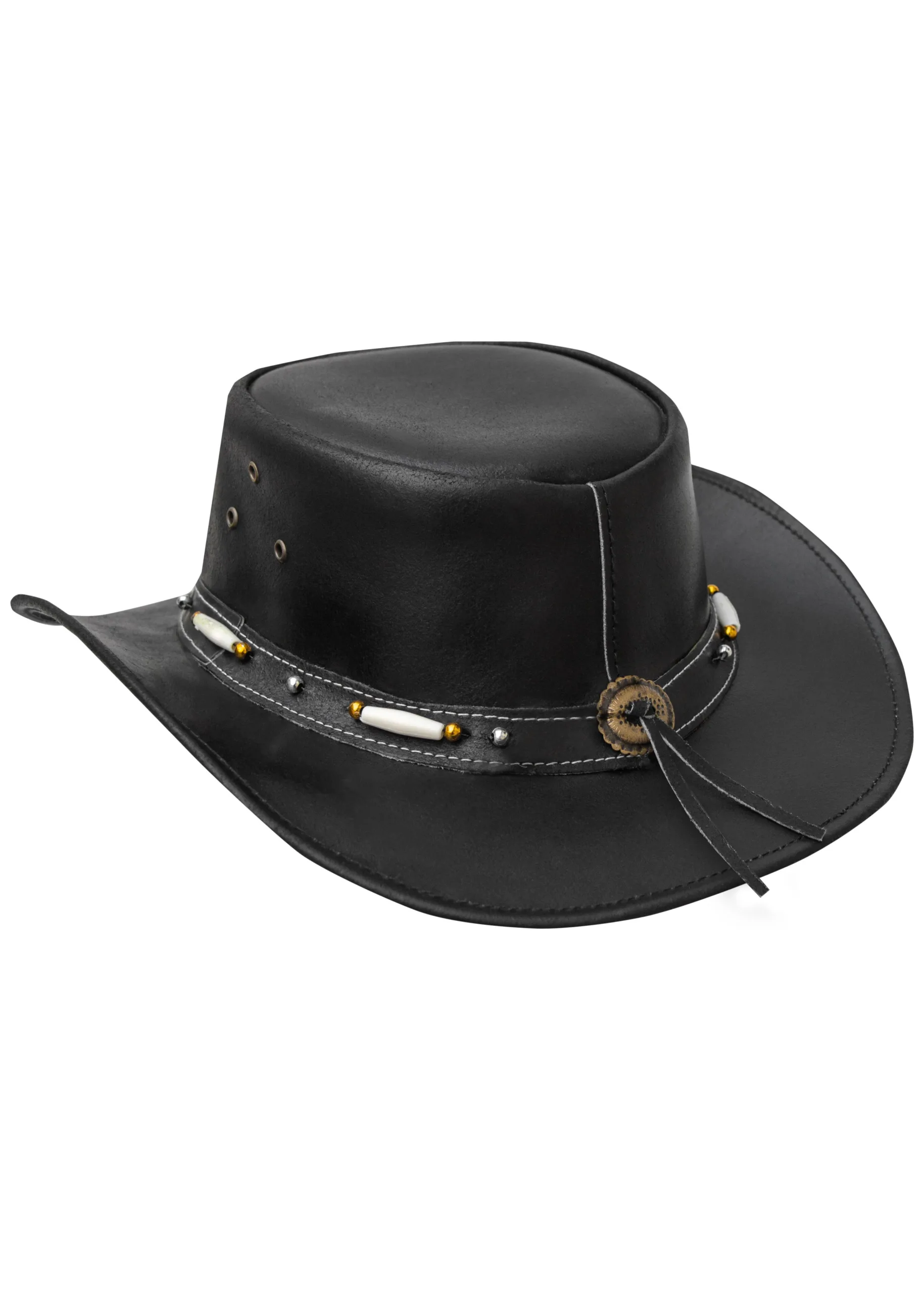 Dream Apparel Men’s Black Premium Leather Western Cowboy Hat — alternate view 4, Hasbro Leather