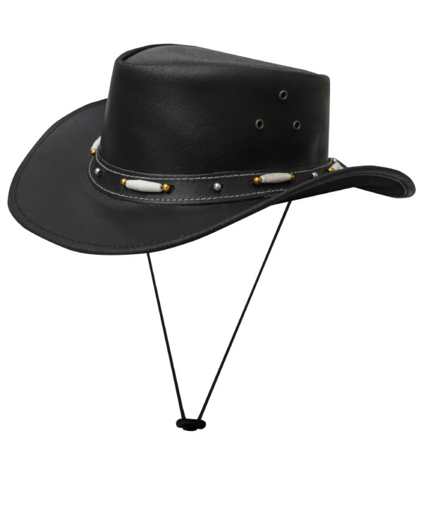 Dream Apparel Men’s Black Premium Leather Western Cowboy Hat — Hats, Hasbro Leather