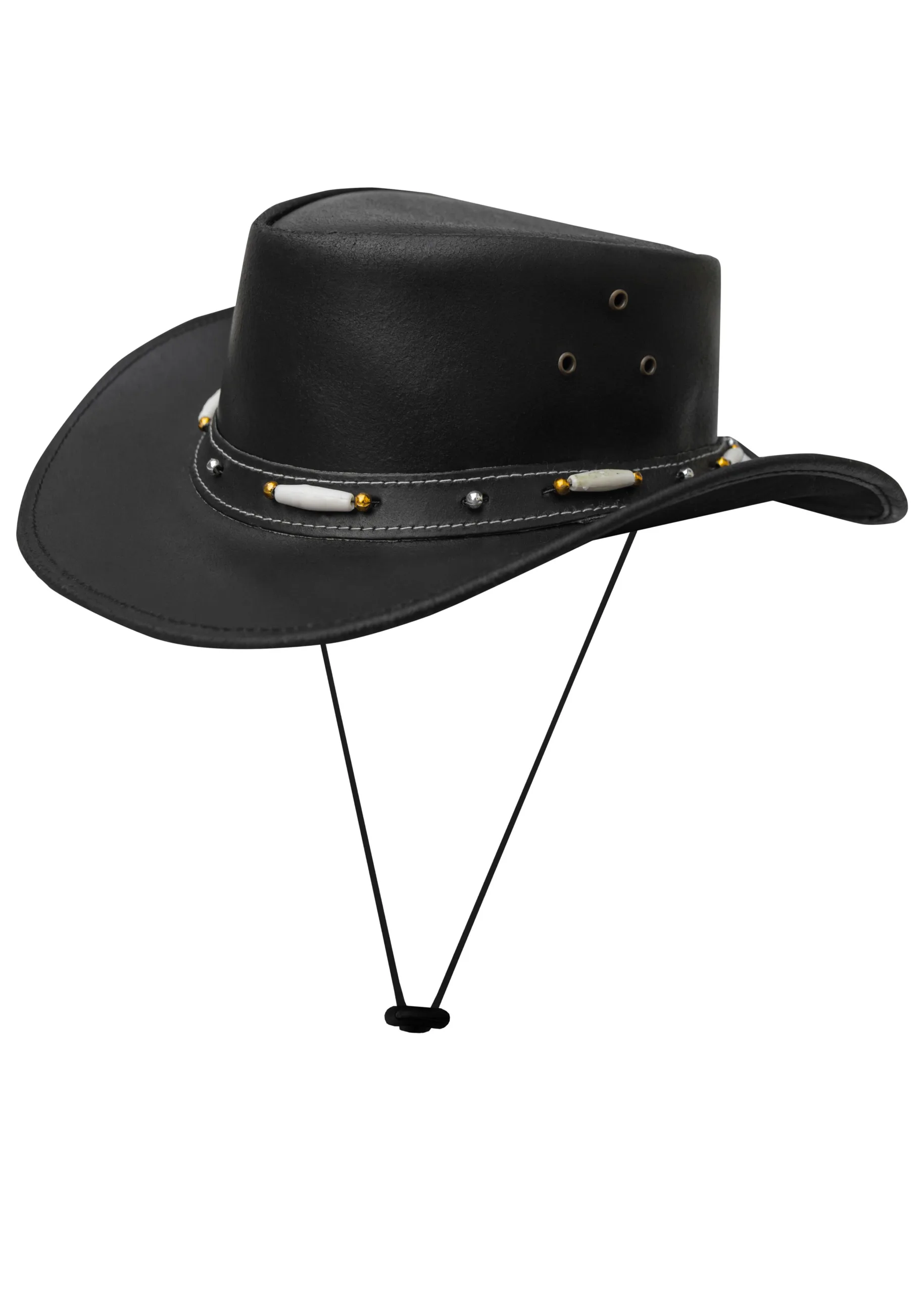 Dream Apparel Men’s Black Premium Leather Western Cowboy Hat — Hats, Hasbro Leather