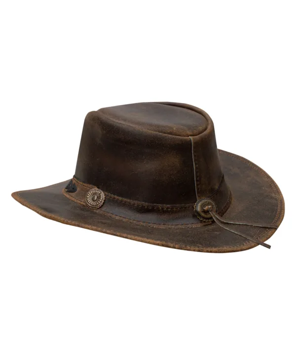 Dream Apparel Men’s Brown Premium Leather Western Cowboy Hat — alternate view 3, Hasbro Leather