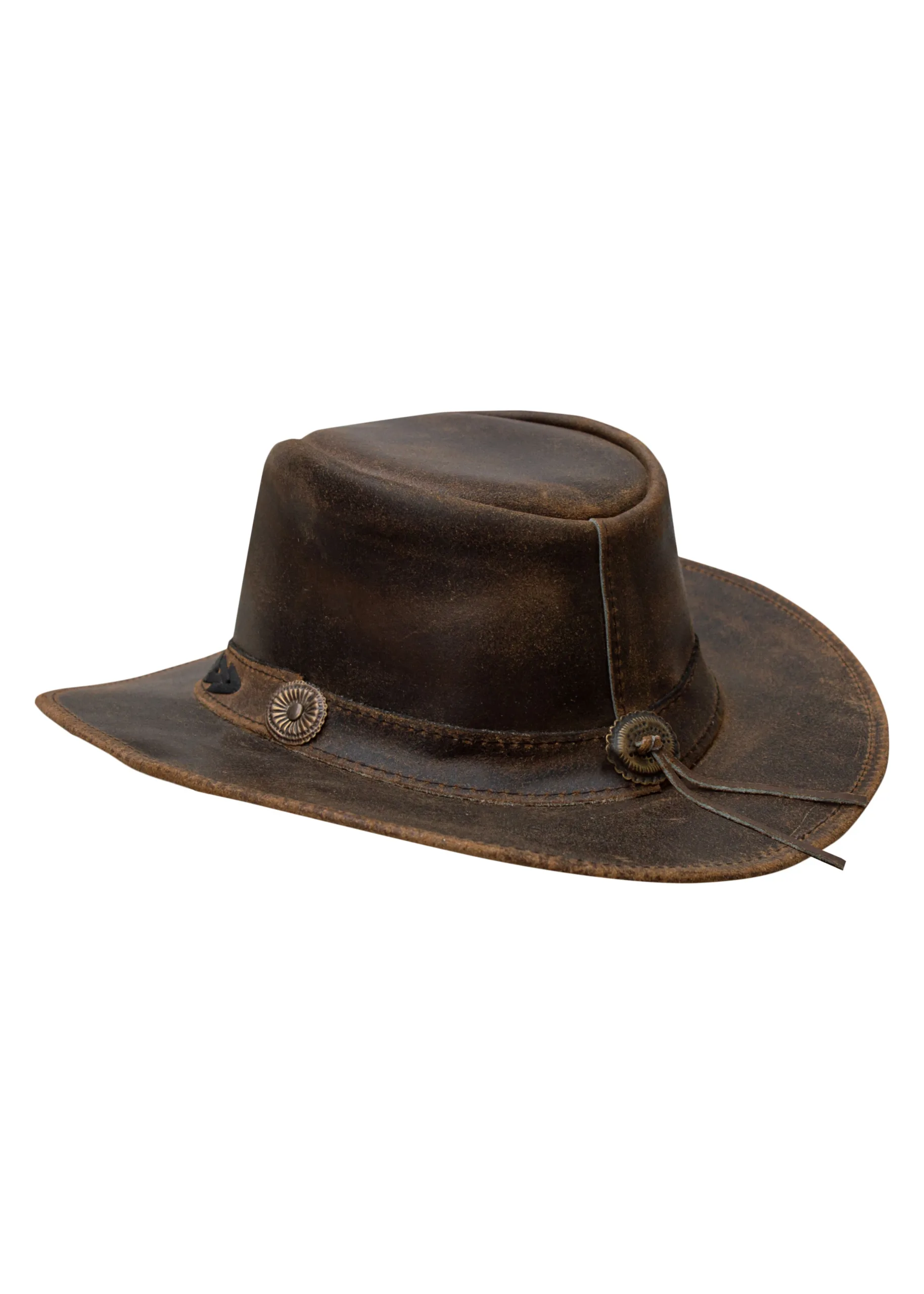 Dream Apparel Men’s Brown Premium Leather Western Cowboy Hat — alternate view 3, Hasbro Leather