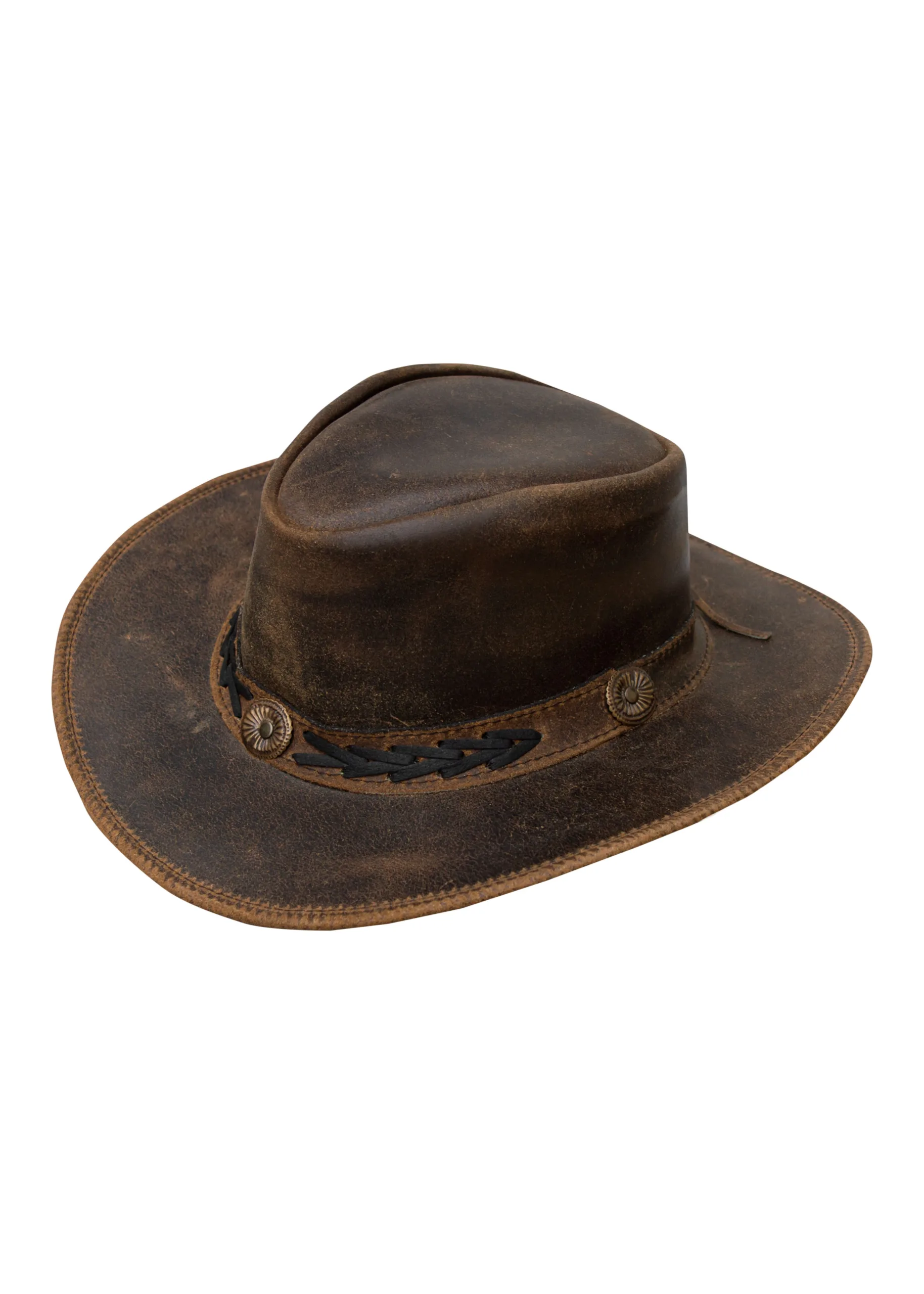 Dream Apparel Men’s Brown Premium Leather Western Cowboy Hat — alternate view 4, Hasbro Leather