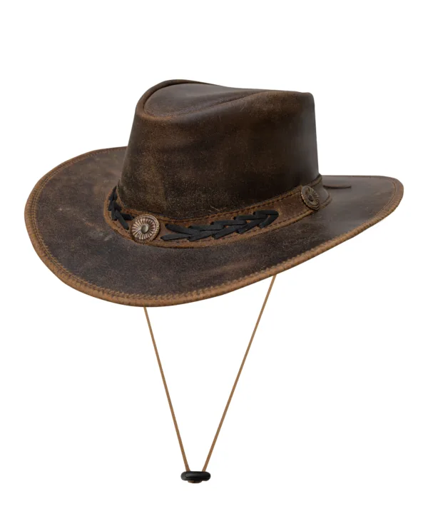 Dream Apparel Men’s Brown Premium Leather Western Cowboy Hat — Hats, Hasbro Leather
