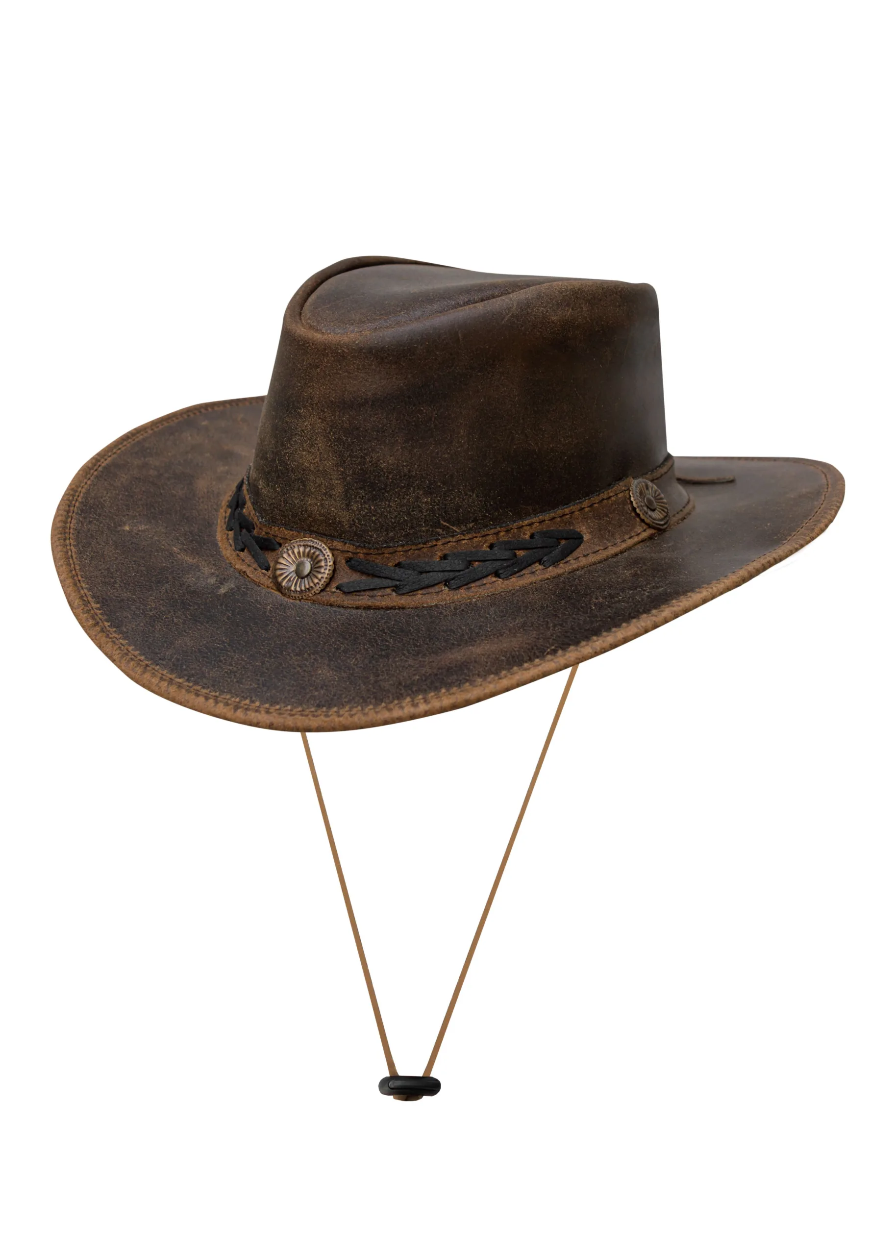 Dream Apparel Men’s Brown Premium Leather Western Cowboy Hat — Hats, Hasbro Leather