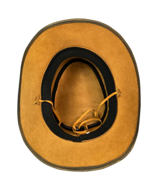 Leather Outback Cowboy Hat – Crackle-Finish Wide Brim with Studded Concho Hatband — alternate view 3, Hasbro Leather