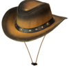 Leather Outback Cowboy Hat – Crackle-Finish Wide Brim with Studded Concho Hatband — Hats, Hasbro Leather