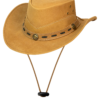 Leather Outback Cowboy Hat – Camel Crackle-Finish Wide Brim with Concho Hatband — Hats, Hasbro Leather