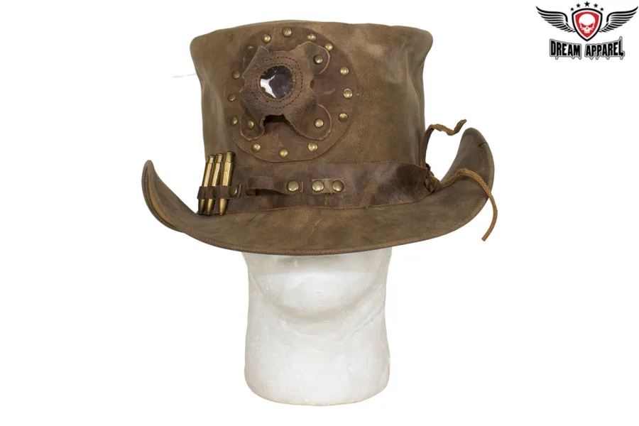 Brown Leather Deadman Top Hat — Hats, Hasbro Leather