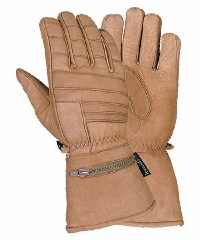 Men’s Leather Gauntlet Motorcycle Gloves HI230DB — Double Protection — Riding Gloves, Hasbro Leather
