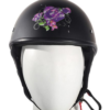 Women’s Flat Black DOT Approved Helmet With Purple Rose Tribal Design — DOT Helmets, Hasbro Leather
