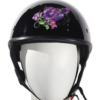 Glossy Black Helmet With Purple Rose Graphic; DOT Approved — DOT Helmets, Hasbro Leather