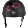Women’s DOT Approved Low Profile Flat Black Helmet With Fairy & Flowers — DOT Helmets, Hasbro Leather