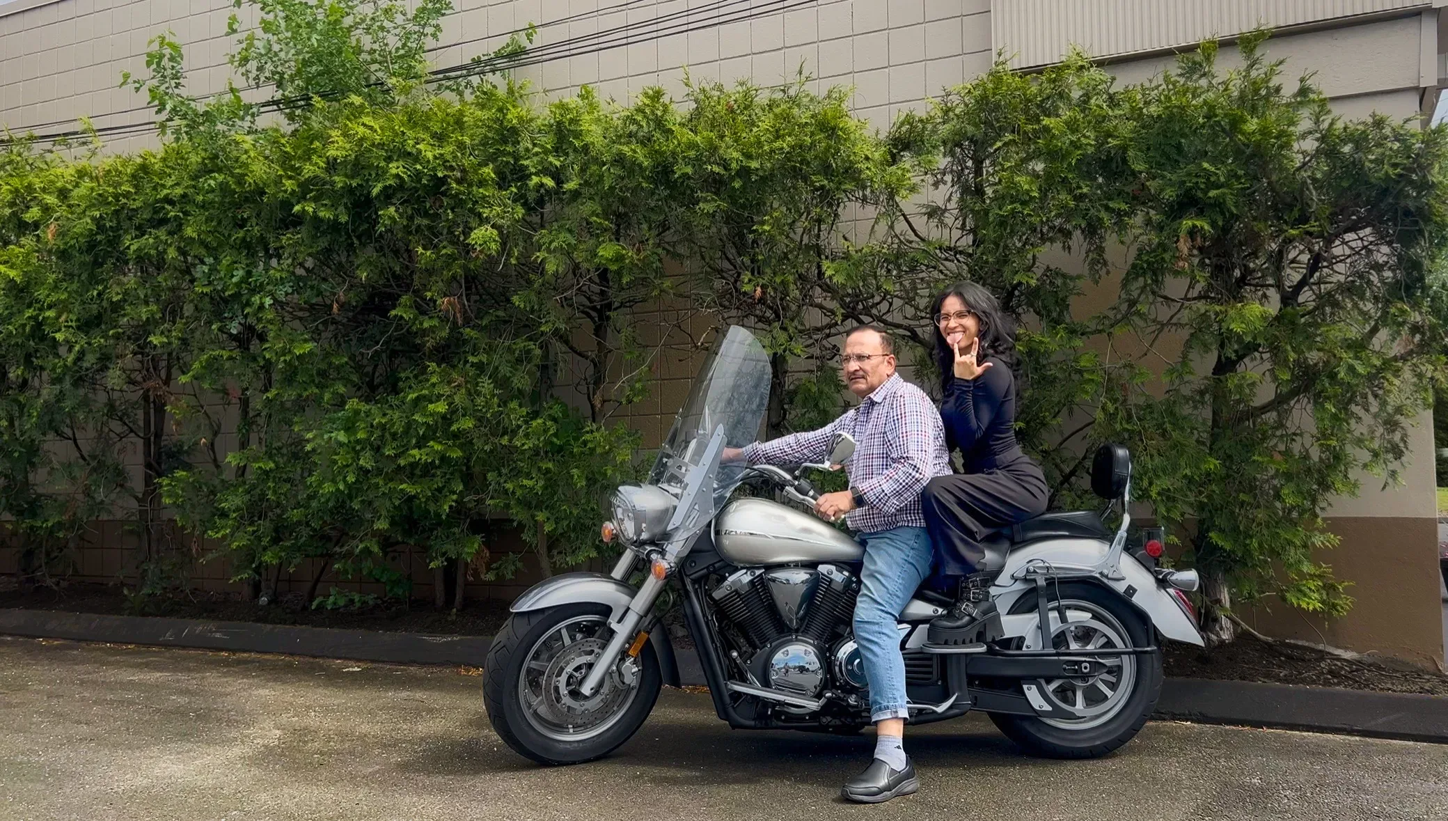 Photo of Bebe & Mohammad on their motorcycle