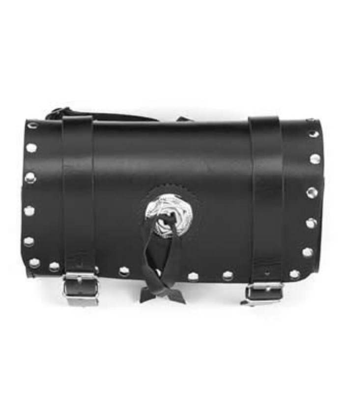 12-Inch Motorcycle Tool Bag With Concho & Stud Detailing — Tool Bags, Hasbro Leather