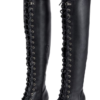Women’s Knee High Laced Motorcycle Boots — Black Heeled — Women's Boots, Hasbro Leather